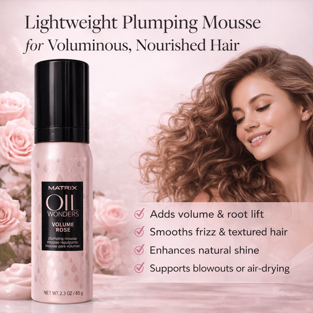 Matrix Oil Wonders Volume Rose Plumping Mousse Travel Size 2.3 Oz - Usa Pro Hair