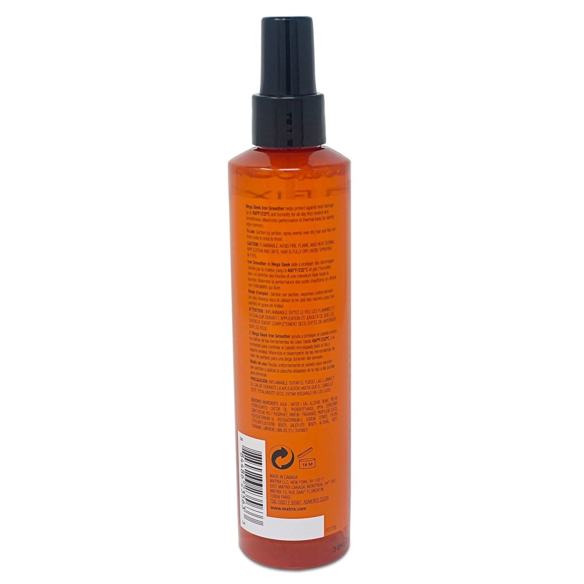 Matrix Total Results Mega Sleek Iron Smoother Defrizzing Leave - In Spray 250ml/8.5oz - Usa Pro Hair