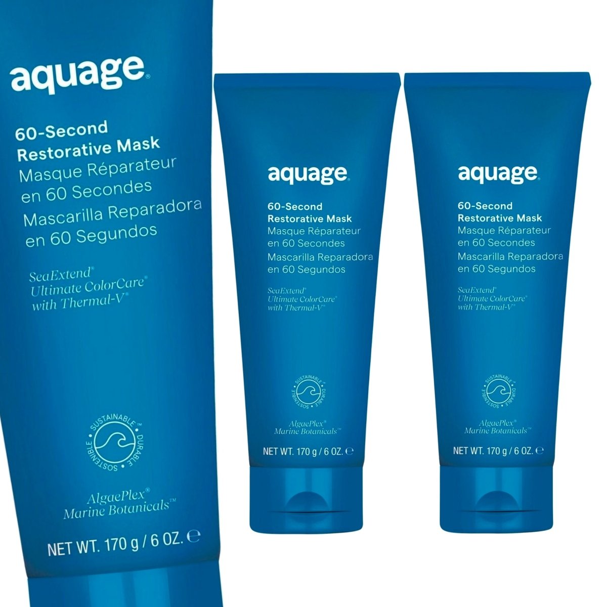 Aquage 60 - Second Restorative Mask 6 oz - Pack of 3 - Usa Pro Hair