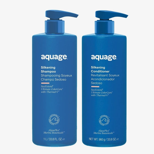 Aquage SeaExtend Silkening Shampoo & Conditioner Ultimate ColorCare 33.8 oz DUO - Usa Pro Hair