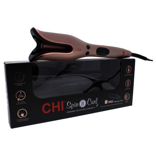 CHI Ceramic Spin N Curl Ceramic Rotating Curler - Rose Gold, 1 Inch - Usa Pro Hair