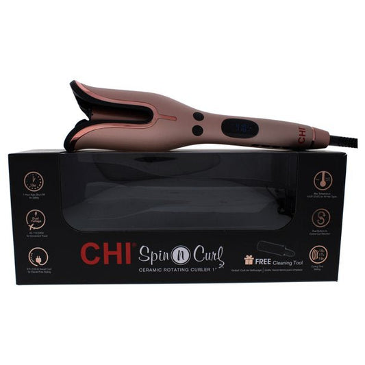 CHI Ceramic Spin N Curl Ceramic Rotating Curler - Rose Gold, 1 Inch - Usa Pro Hair