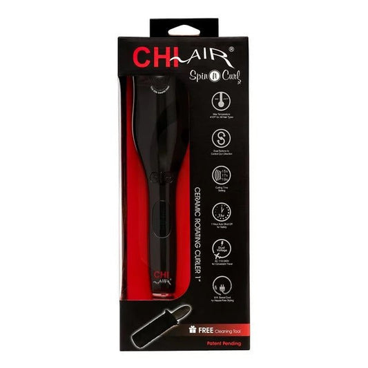 CHI Spin N Curl 1” Ceramic Rotating Curler Black - Usa Pro Hair