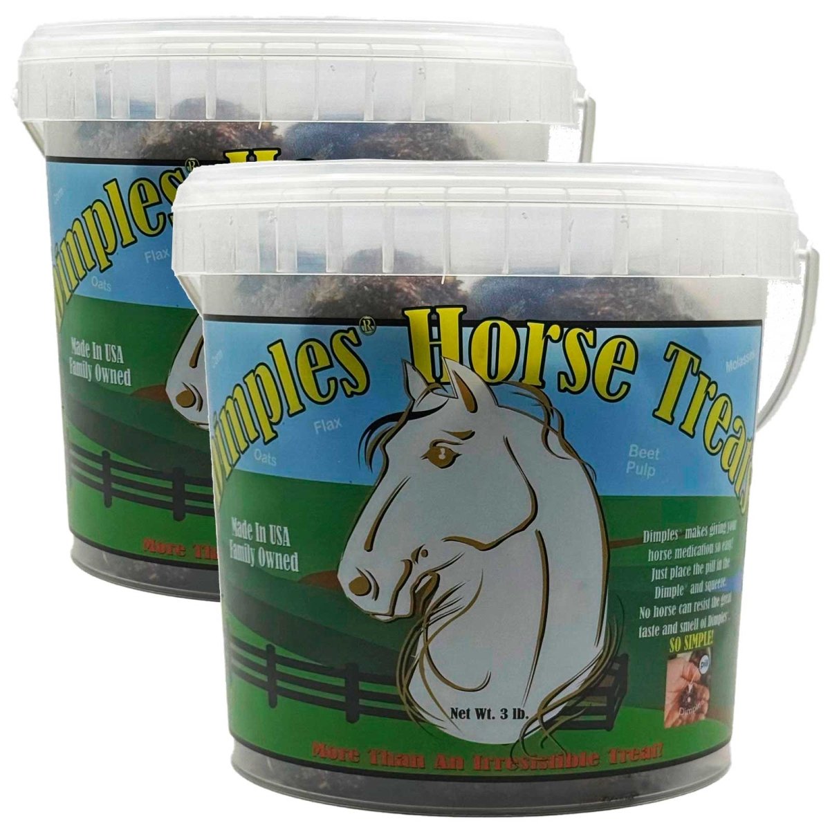 Dimples Horse Treats - Easily Administer Medications and Perfect Training Reward, 3 lb - Pack of 2 - Usa Pro Hair