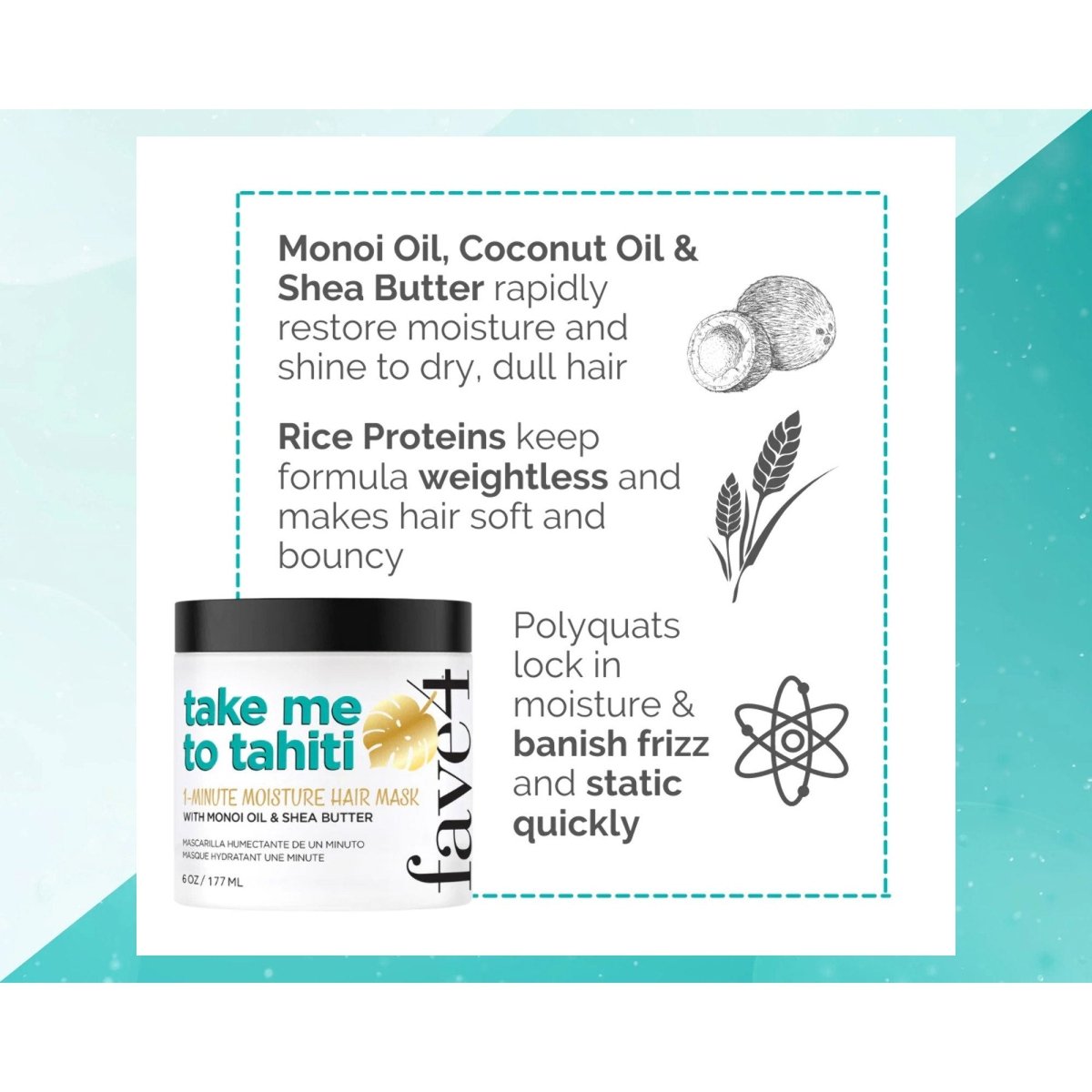 fave4 hair Take Me to Tahiti Hair Mask with Monoi Oil 1oz - Usa Pro Hair