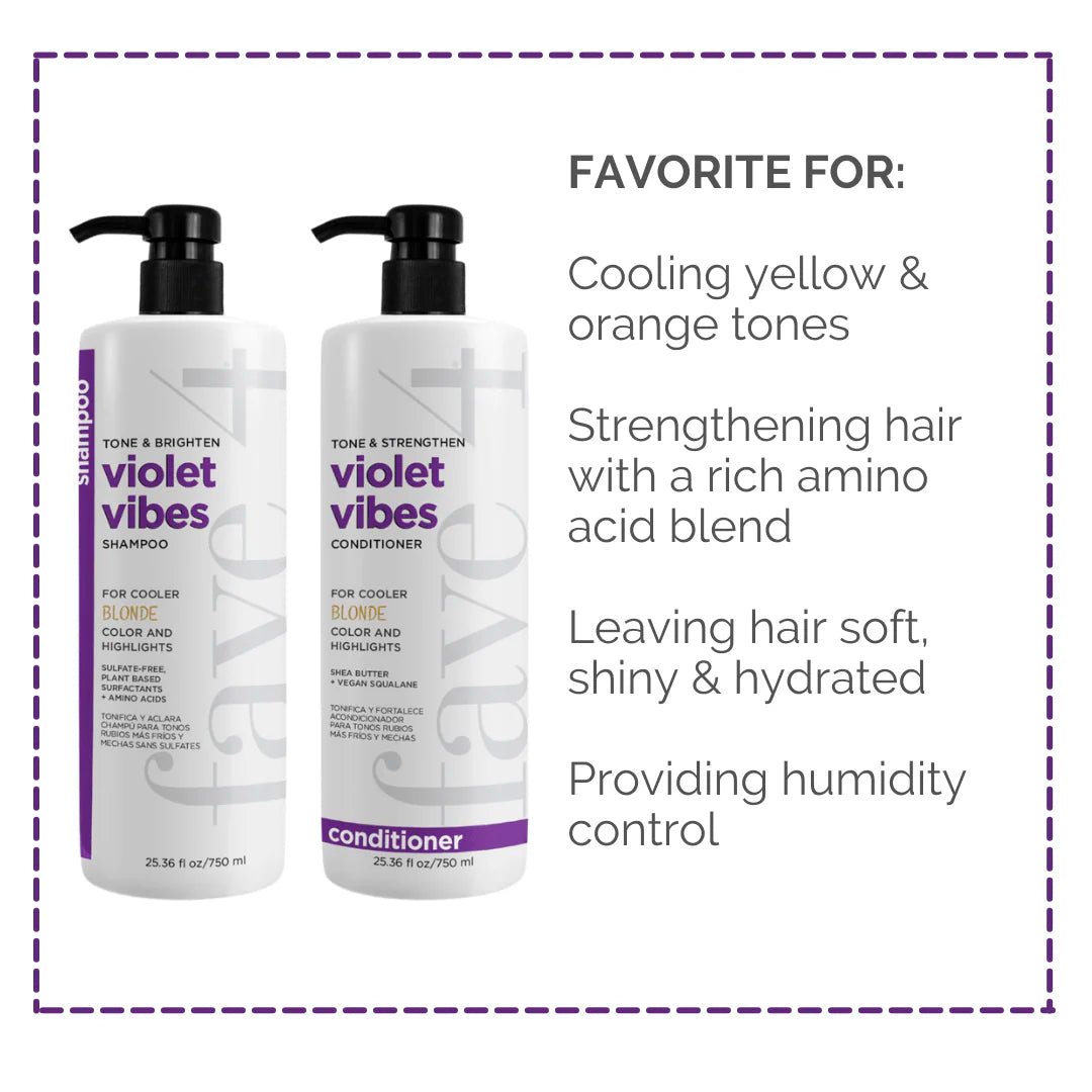 fave4 Violet Vibes Tone Brighten Shampoo 25oz - Usa Pro Hair