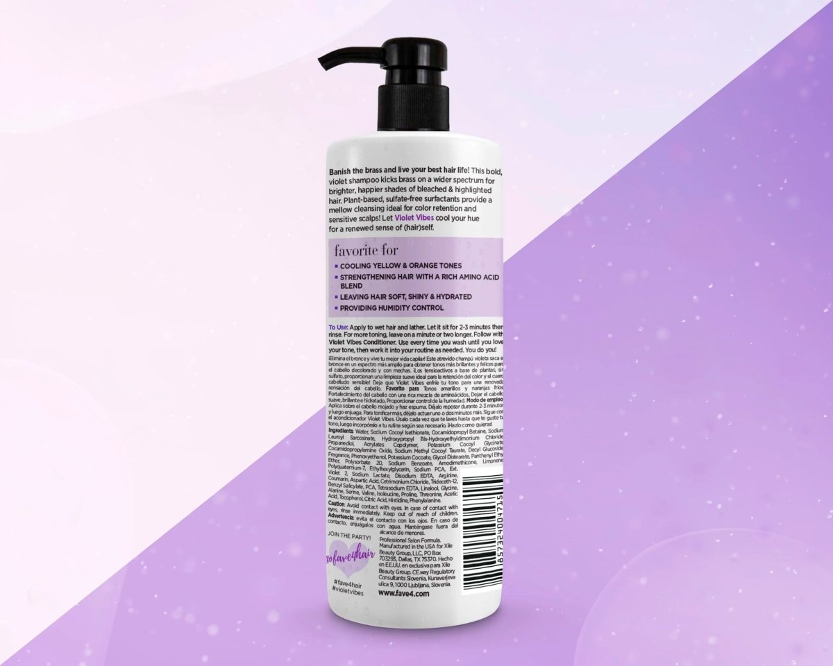 fave4 Violet Vibes Tone Brighten Shampoo 25oz - Usa Pro Hair