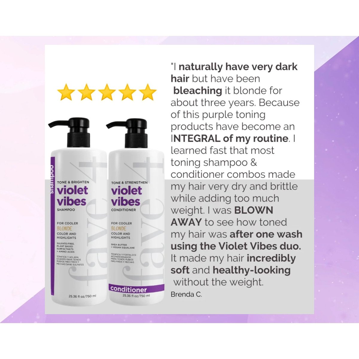 fave4 Violet Vibes Tone Strengthen Conditioner 25oz - Usa Pro Hair