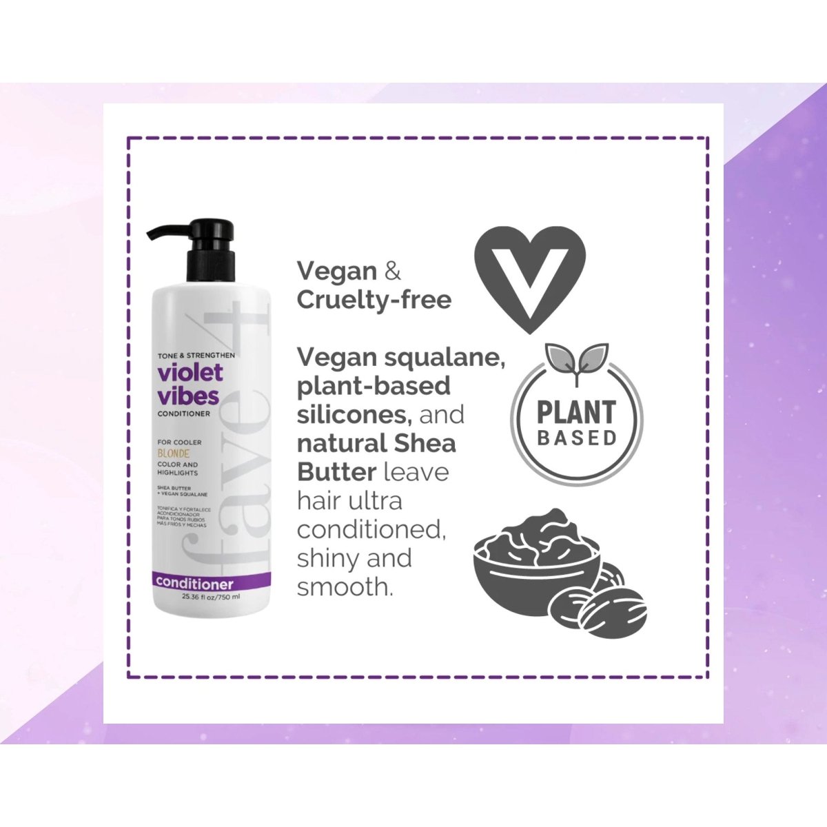 fave4 Violet Vibes Tone Strengthen Conditioner 25oz - Usa Pro Hair