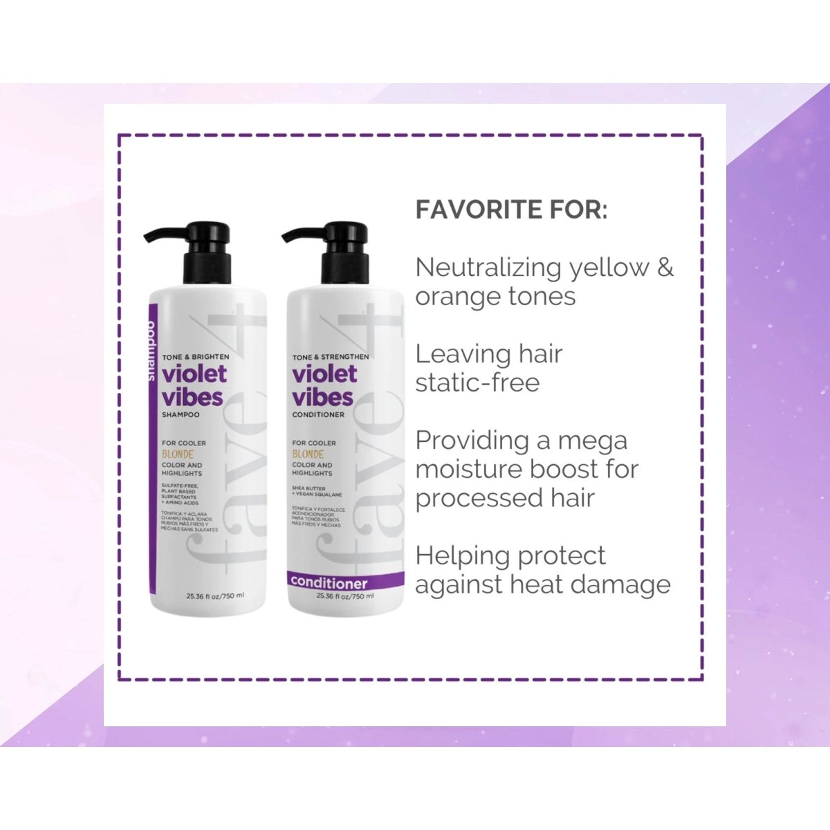 fave4 Violet Vibes Tone Strengthen Conditioner 25oz - Usa Pro Hair