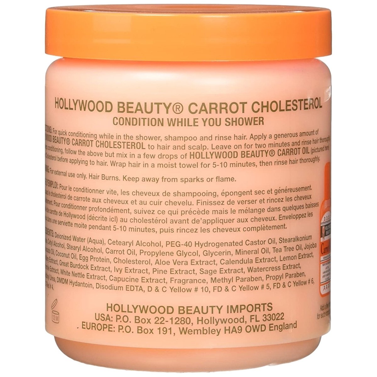 Hollywood Beauty Carrot Cholesterol Deep Conditioning Creme 20 oz - Usa Pro Hair