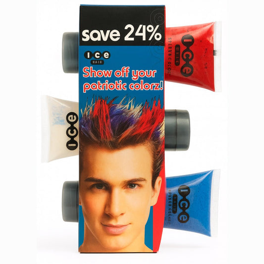 Joico Ice Spiker Patriotic Colorz Hair Gel (Red White Blue) Styling Glue *3 Pack - Usa Pro Hair