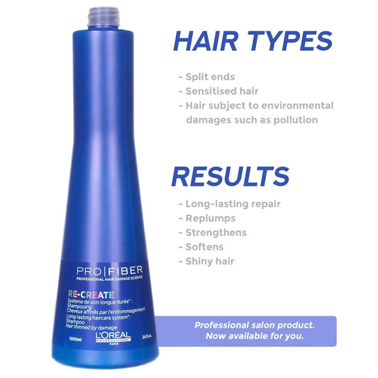 L'Oreal Pro Fiber Recreate Shampoo 1000ml (34 fl oz) - Usa Pro Hair