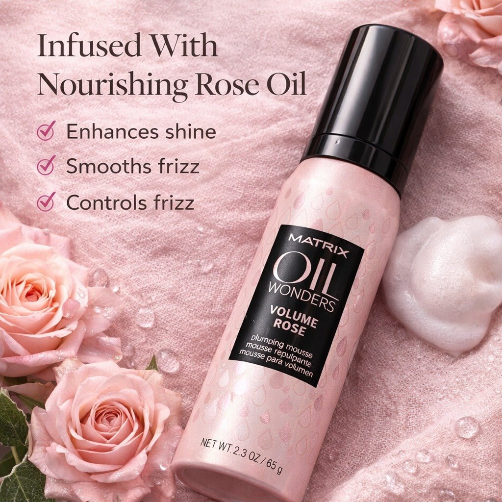 Matrix Oil Wonders Volume Rose Plumping Mousse Travel Size 2.3 Oz - Usa Pro Hair