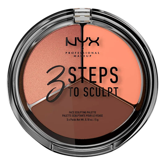 NYX Professional Makeup 3 Steps to Sculpt Face Sculpting Palette, Deep, 3 colors - Usa Pro Hair