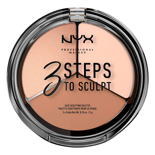 NYX Professional Makeup 3 Steps to Sculpt Face Sculpting Palette, Fair, 3 colors - Usa Pro Hair