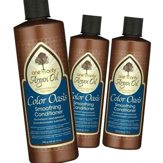 One n Only Color Care Oasis Argan Oil Smoothing Conditioner Anti - Frizz 12oz - Pack of 3 - Usa Pro Hair