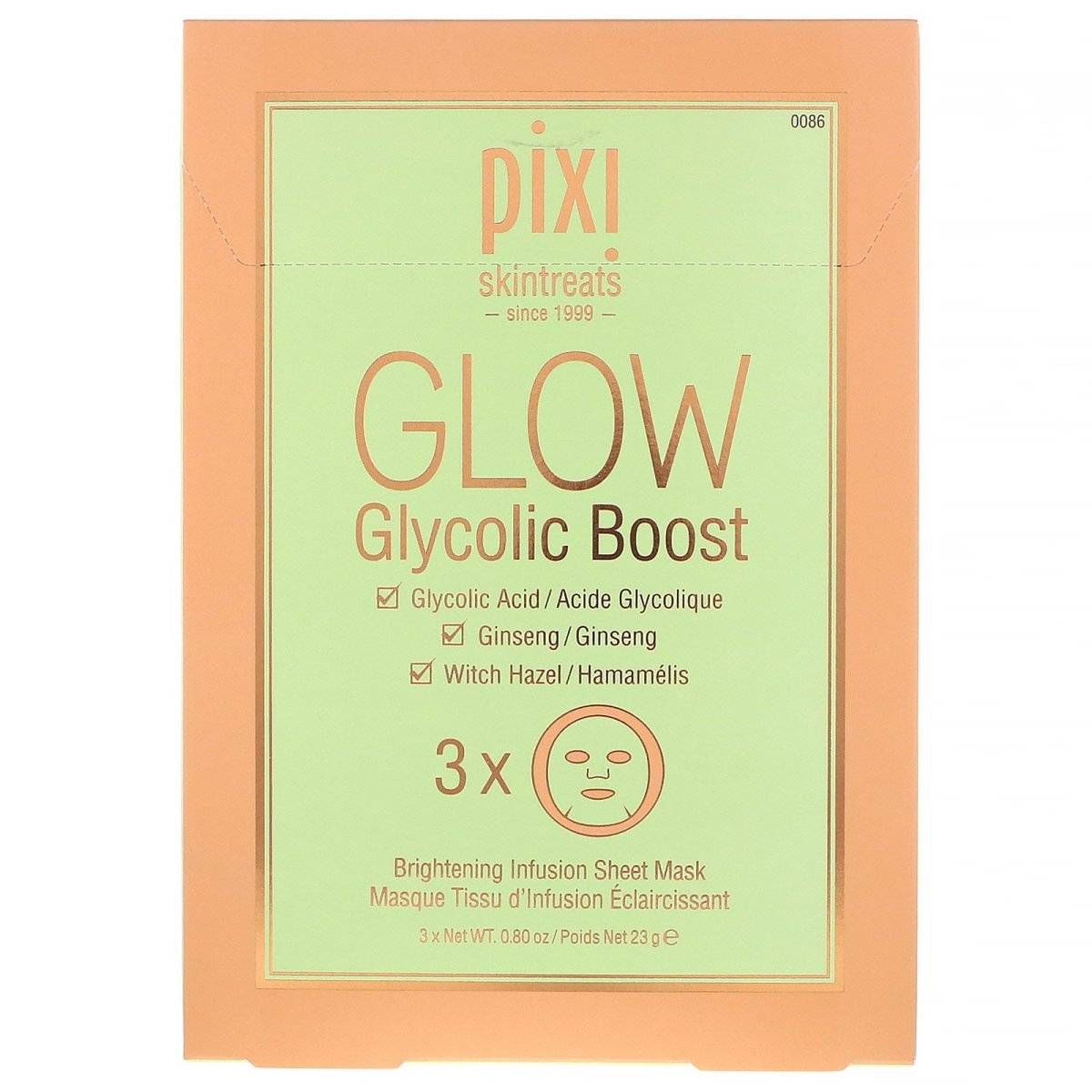 Pixi Glow Glycolic Boost, Brightening Infusion Sheet Mask, 3 Sheets - Usa Pro Hair