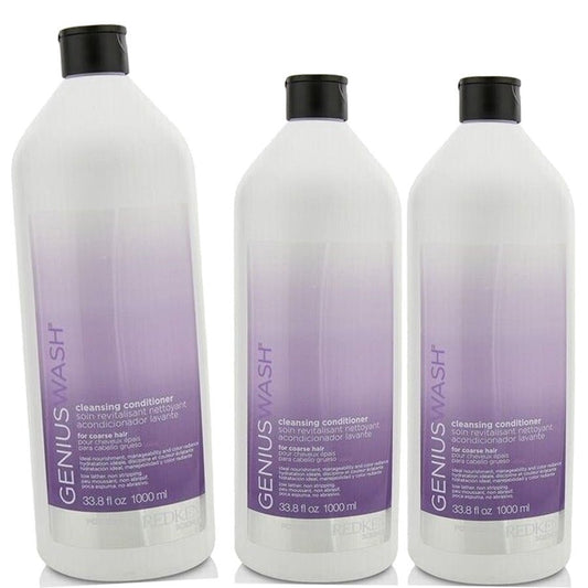 Redken Genius Wash Cleansing Conditioner for Coarse Hair 33.8 fl. oz. - Pack of 3 - Usa Pro Hair