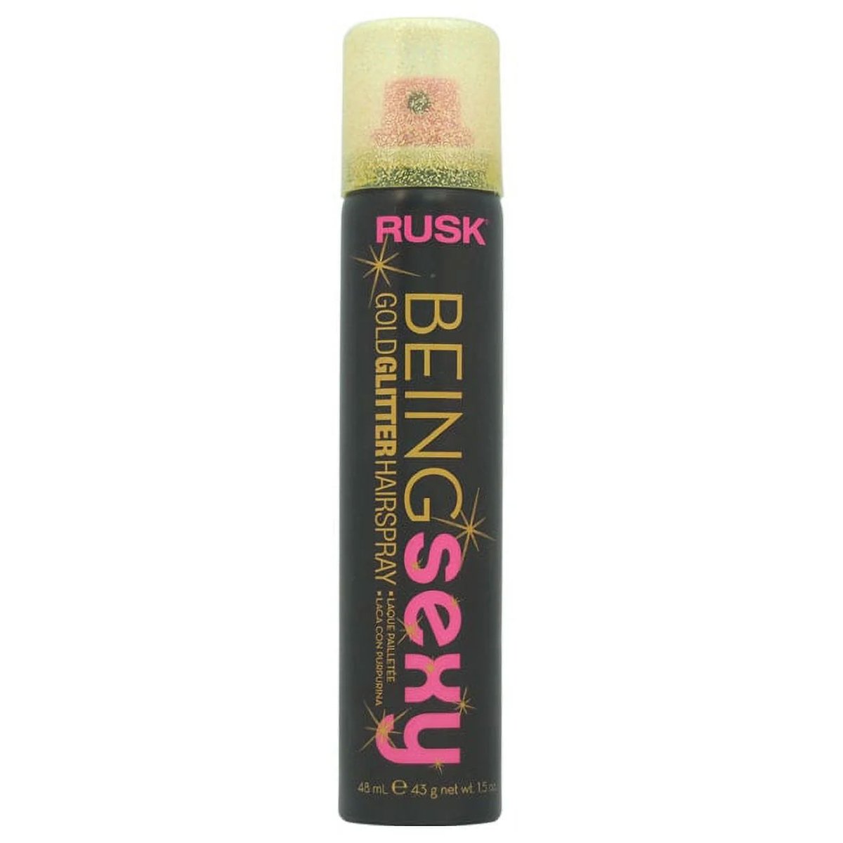 Rusk Being Sexy Gold Glitter Hairspray 1.5 oz - Usa Pro Hair