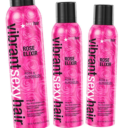 Vibrant Sexy Hair Rose Elixir Hair & Body Dry Oil Mist 5.1 - Pack of 3 - Usa Pro Hair