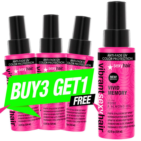 Vibrant SexyHair Vivid Memory Prep & Style Blow Dry Spray 4.2 oz - Buy 3 Get 1 Free - Usa Pro Hair