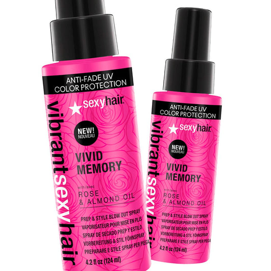 Vibrant SexyHair Vivid Memory Prep & Style Blow Dry Spray 4.2 oz - Pack of 2 - Usa Pro Hair